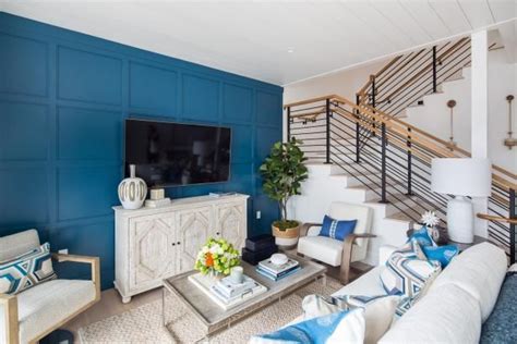 Check Out This Living Rooms Bold Blue Accent Wall On Hgtv