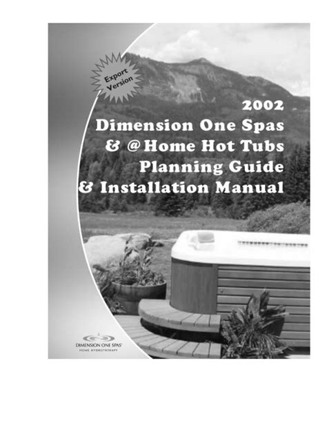 Dimension One Spas Home Hot Tubs User Manual 36 Pages