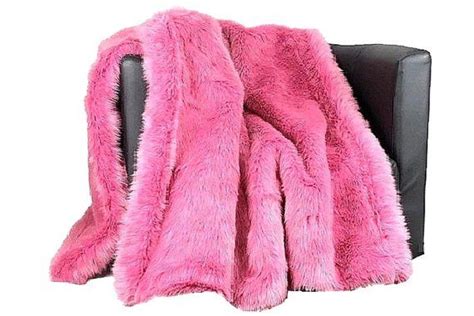 Pink Faux Fur Throw Blanket Double Sided Blanket Throw Velveteen
