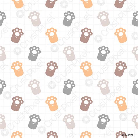 Cute Cat Paws Footprint Seamless Pattern Background Stock Vector