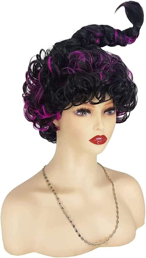 Mary Sanderson Wig Long Braid Hot Pink Highlight Hocus Pocus Mary Costume Accessories Witch Wig
