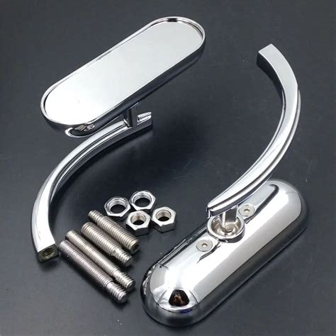 Motorcycle Rear View Side Rearview Mirrors Chrome Custom Oval Shape