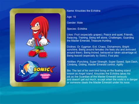Sonic X Fiu Eye Catch Card Knuckles By Bvge On Deviantart