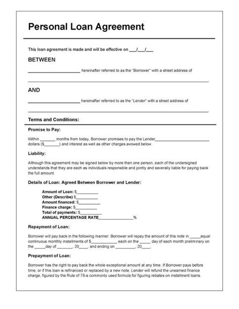 personal loan agreement template  rtf