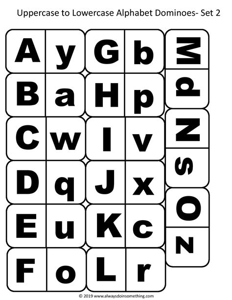 Lower case — (also lower case or lowercase ), minuscule, or small letters are the smaller form of letters, as opposed to upper case or case sensitivity — text sometimes exhibits case sensitivity; Uppercase to Lowercase Alphabet Dominoes - Madebyteachers
