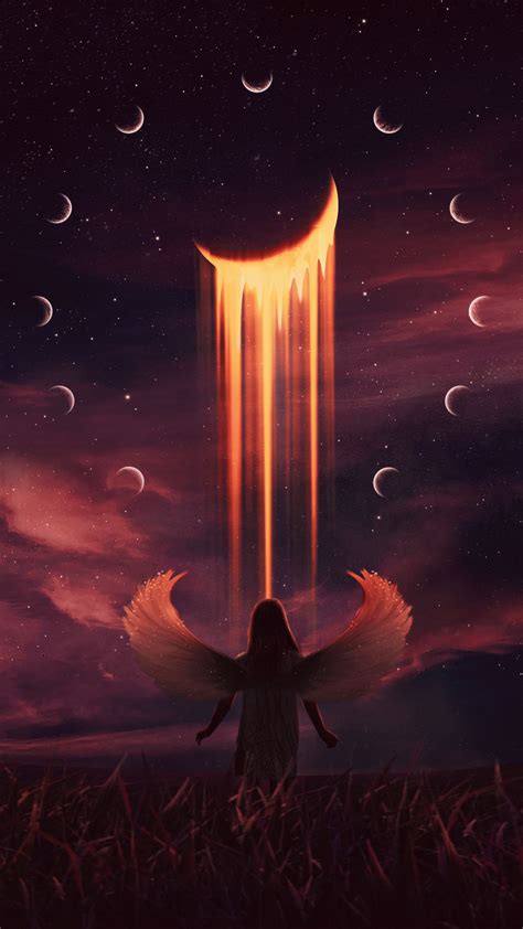 Hd Iphone Wallpaper Fantasy Angel Moon Night Art Download