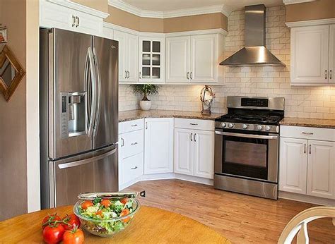 Another kitchen cabinet trend involves glazing or distressing unlike the soft colors for painted kitchen cabinets, the trend for wood cabinets is to stain with a rich. Which Paint Colors Look Best with White Cabinets ...