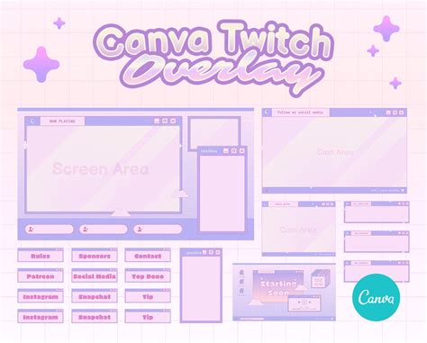 Canva Twitch Overlay Template Cute Aesthetic Window Overlay Etsy Finland