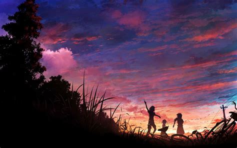 60 Anime Sunset Wallpapers Download At Wallpaperbro Anime Scenery