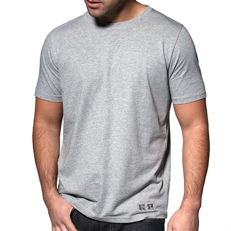 Mens Grey T Shirt Melange Grey Cotton T Shirts Retro Red