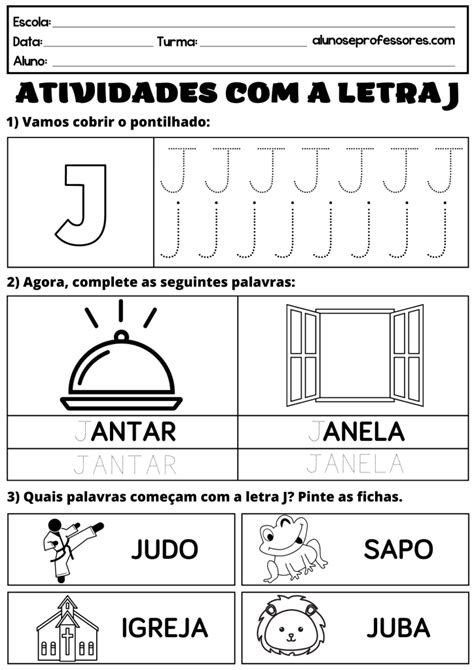 Atividades Com A Letra J Para Imprimir Alunos E Professores