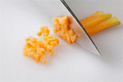 For a macedoine of vegetable the vegetables should be cut into a larger brunoise of 1/4 inch dice. 5 Basic Knife Cuts That Will Make You Look Like a Master Chef