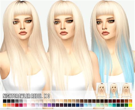 Sims 4 Hairs Miss Paraply Nightcrawler`s Rebel Hair Retextured
