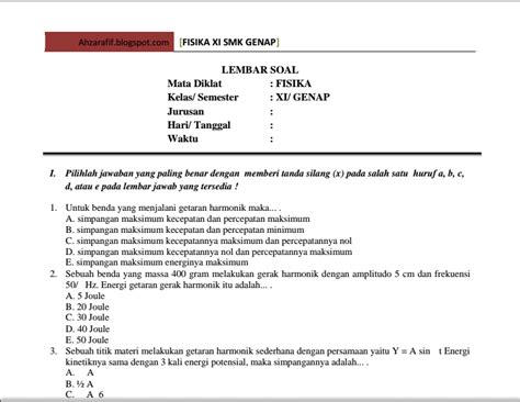 Check spelling or type a new query. Soal Dan Jawaban Uas Fisika Kelas 12 Smk - Kumpulan Contoh ...