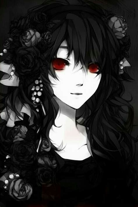 Black Anime Characters Female Red Eyes