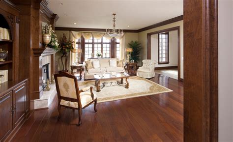 Living Room With Cherry Wood Floors Baci Living Room