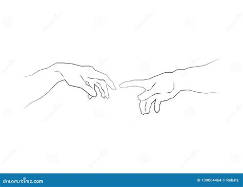 Genesis Hands Touch Of God Spirituality Sketch Drawing Illustration