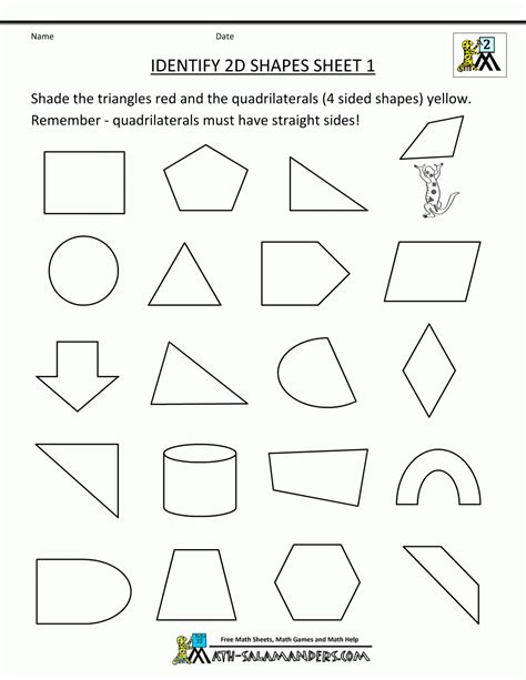 Geometry Printable Worksheets Identify 2d Shapes 1 1000×1294