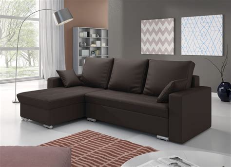 Ecksofa mit ottomane und schlaffunktion. Ecksofa Sofa ADARA mit Schlaffunktion Kunstleder Braun ...