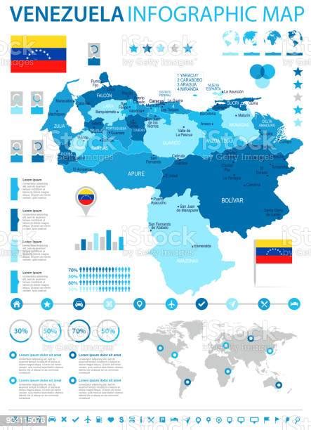 Venezuela Infographic Map And Flag Detailed Vector Illustration Stock