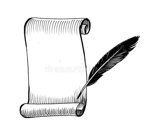 Paper Scroll And Quill Stock Illustration Illustration Of Artwork