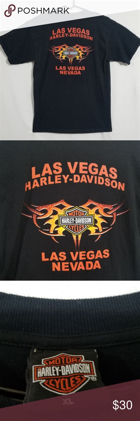 Graphics embroidered on front, printed on back. Harley Davidson XL Mens T Shirt Las Vegas Nevada | Mens ...