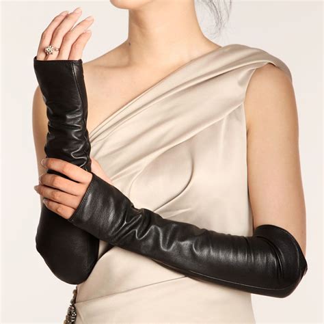 Ladies Woman Genuine Nappa Leather Opera Long Party Evening Gloves On Sale 070 Long Leather