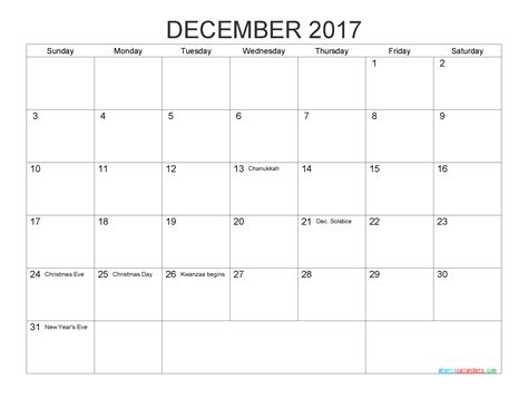 Free Printable Calendar December 2017 As Pdf And Image
