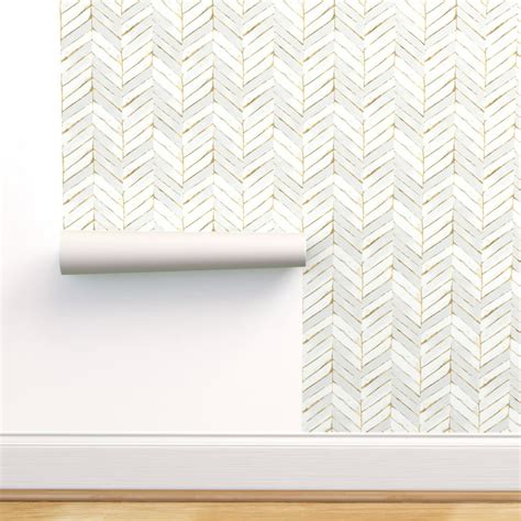 Peel And Stick Removable Wallpaper Chevron White Stripe Herringbone Mod