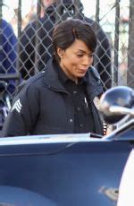 Angela flashed some of her long legs up front. ANGELA BASSETT on the Set of Rescue 9-1-1 in Los Angeles ...
