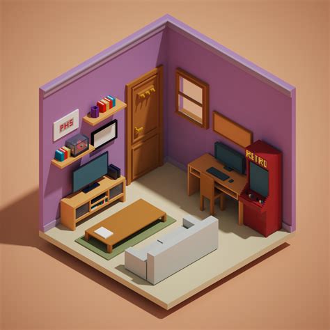 If you're not familiar with what voxel. Isometric voxel room with furniture game asset | GameDev ...