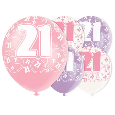 Pink Glitz Age 21 Latex Balloons 12 Pack 6 Uk