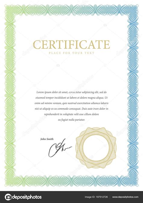 Certificate Template Diploma Currency Border Stock Vector By