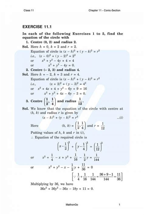 Ncert Solutions For Class 11 Maths Chapter 11 Exercise 111 Mathongo