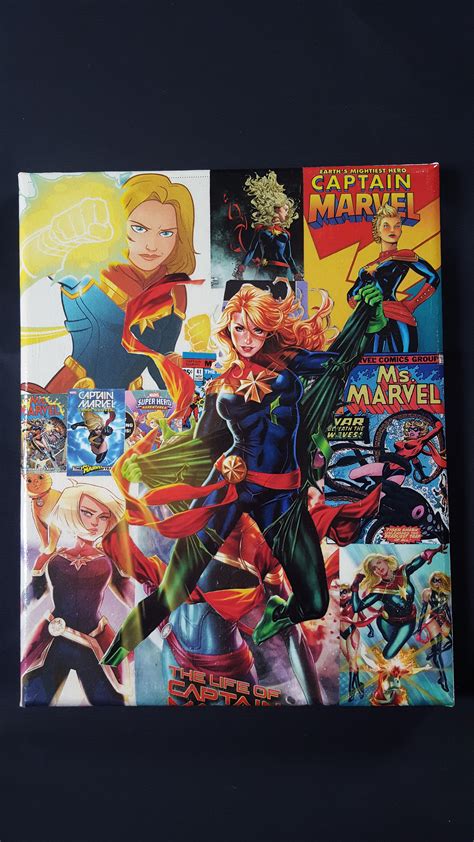 Captain Marvel Comic Book Art Collage 8x10 Canvas Marvel Etsy