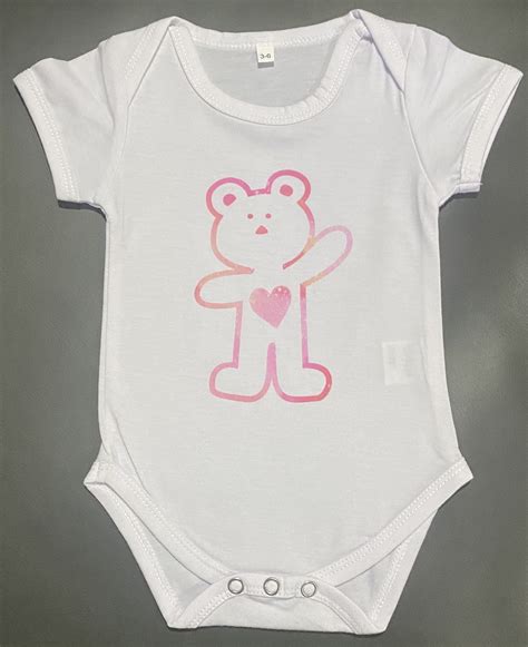 Pink Teddy Bear Onesie 3 6 Months Etsy