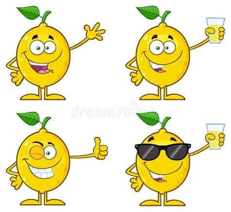 Yellow Lemon Fresh Fruit With Green Leaf Cartoon Mascot Character 1