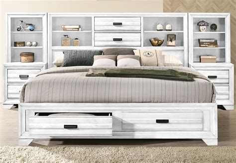 Lifestyle Belcourt White Queen Bookcase And Storage Bed With Two Piers