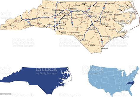 North Carolina Road Map Stock Illustration Download Image Now Istock