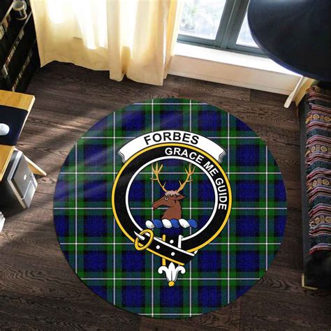 Scottish Forbes Clan Crest Tartan Round Rug