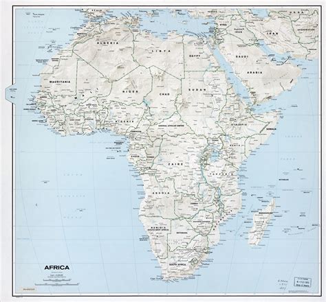 Large Political Map Of Africa With Relief 1977 Maps