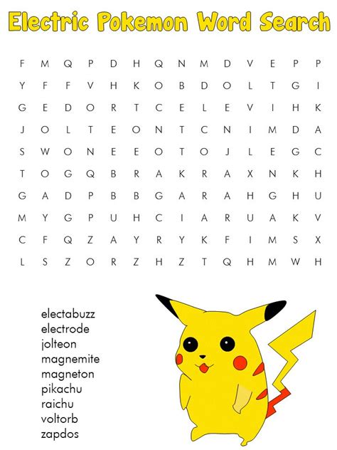 Template Pokemon Word Search Pokemon Printables Pokemon