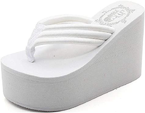 hanxue womens chunky high platform wedge flip flops sandals white us5 sandals