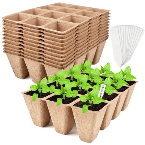 Buy Mrtreup 12 Pack Peat Pots Seed Starter Tray144 Cells Seed Starter
