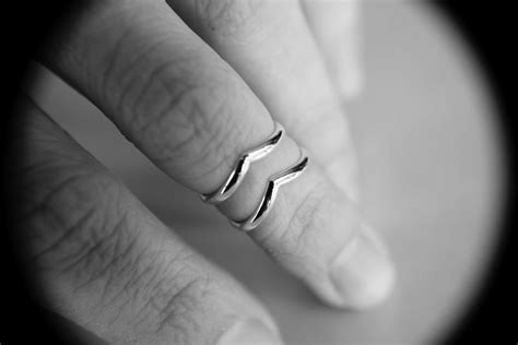 Sterling Silver Double Chevron Ring Set Knuckle Rings Etsy