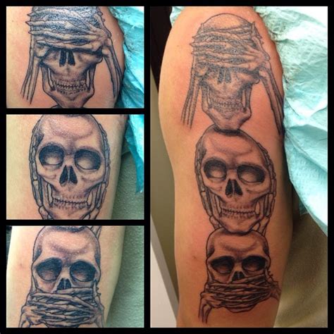 See no evil tattoo, vector. See no, hear no, speak no evil skulls - Fishink Tattoo
