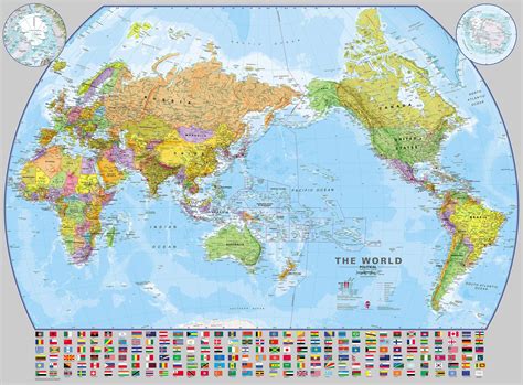 Political World Wall Map Large Pacific Centered Wall Map Global Images