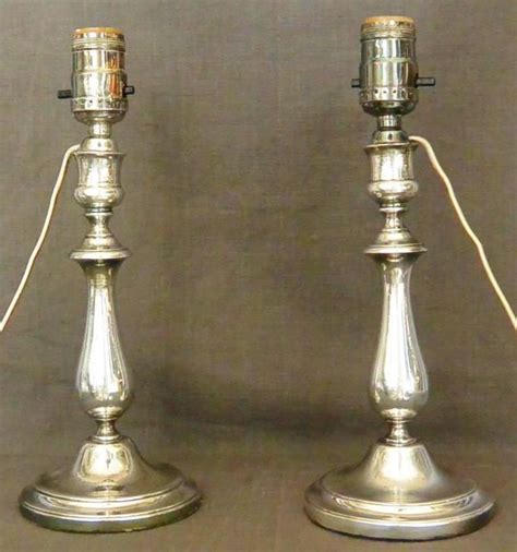 Pair Christofle Silver Candlestick Lamps For Sale At 1stdibs