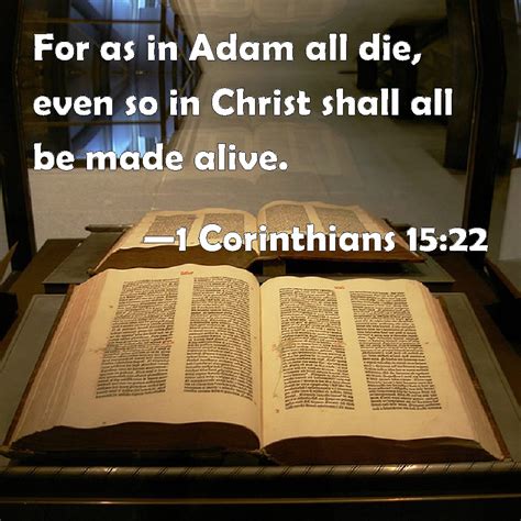 1 Corinthians 1522 For As In Adam All Die Even So In Christ Shall All