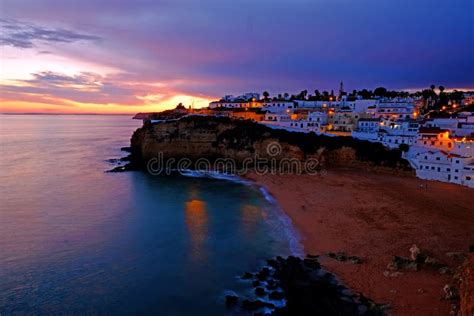 The Village Carvoeiro In The Algarve Portugal At Sunset Stock Photo